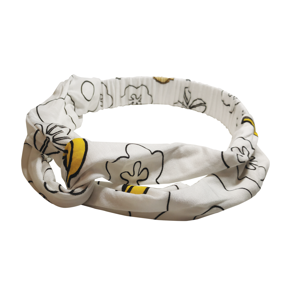 DooDooMooky - Hair Band - Mooky Flower White with Banana Yellow - Narrow