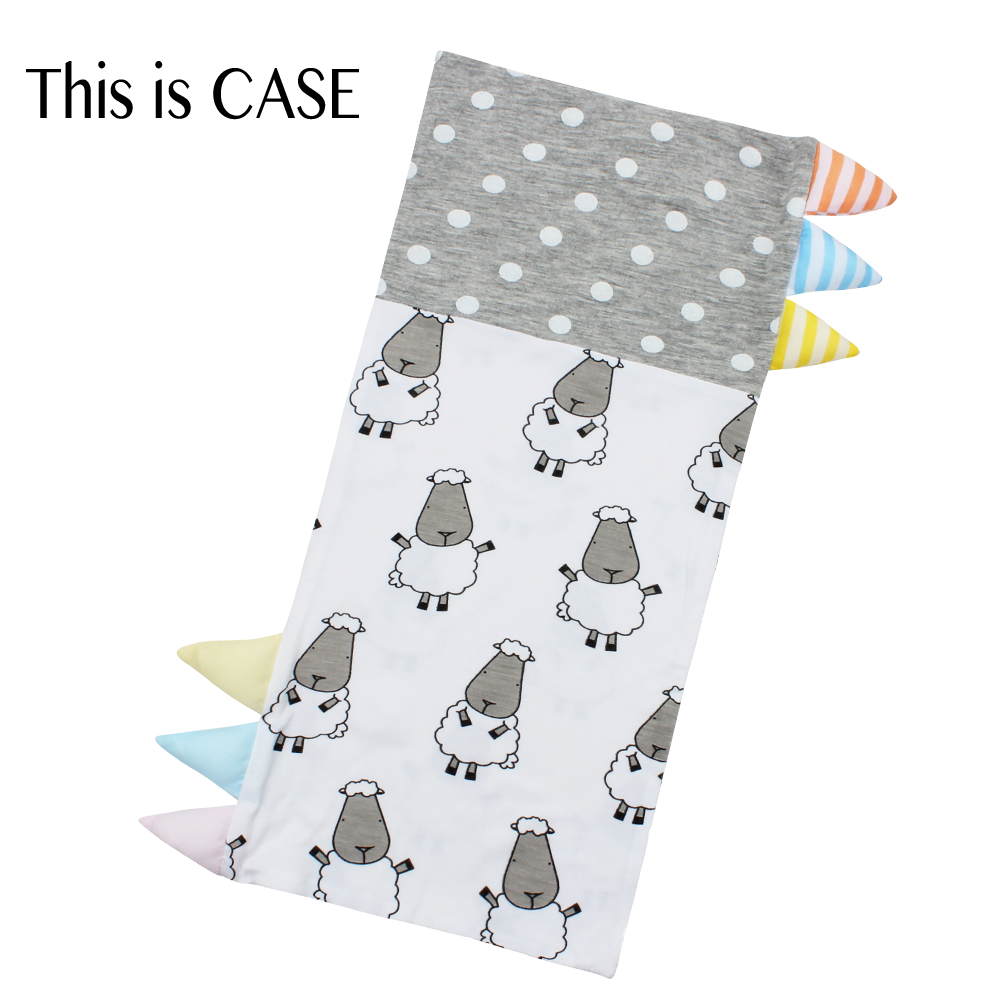 Bed-Time Buddy Case Big Sheepz White + Polka Dot Grey with Color & Stripe tag - Jumbo