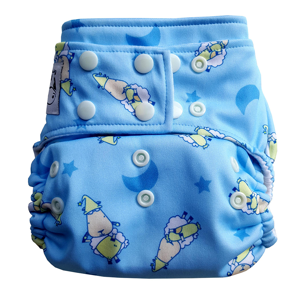 BAMBOO Cloth Diaper One Size Snap - BaaBaaSheepz Blue